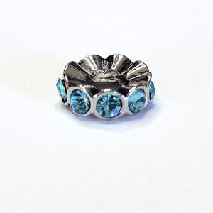 NWT For Pandora Charm Bracelets Stunning Scalloped Aqua Blue Crystal Charm Bead